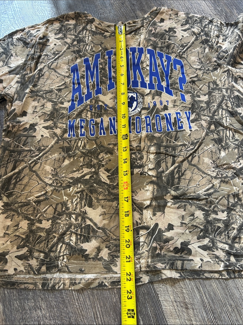Megan Moroney official ‘am I ok Camo Tee with Blue Graphic Size XXL - Picture 4 of 6